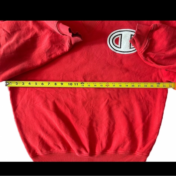 Vintage Champion Red Patch Crewneck w/ stains Men’s Size XL Reverse Weave - Picture 7 of 8